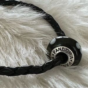 Pandora Murano Glass Retired White Flower Charm w/Yellow Center